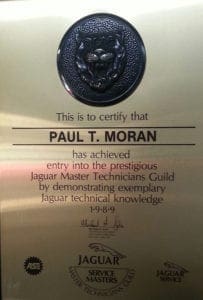 Jaguar specialists Certificate