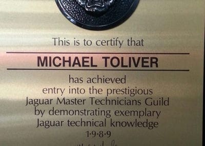 Jaguar specialists Certificate